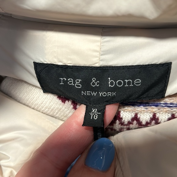 Rag & Bone Ivory Multi Fair Isle Hoodie Sherpa Zip Jacket - Picture 8 of 12